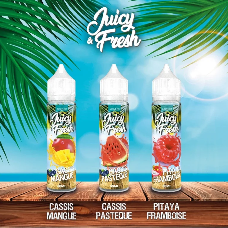 E-liquide Juicy & Fresh de JWell disponibles dans votre magasin de cigarettes électroniques centre commercial Eden en Seine-et-Marne.