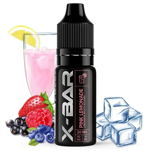 Liquide X-BAR 10ml pour cigarette électronique aux saveurs Pink Lemonade (limonade fruits rouges)