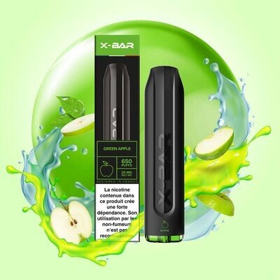 Puff 650 bouffées X-BAR saveur pomme verte (Green Apple)