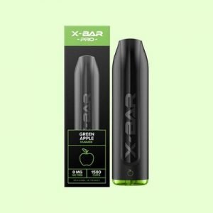 Puff 1500 bouffées sans nicotine X-BAR Pro, saveur Green Apple (pomme verte)