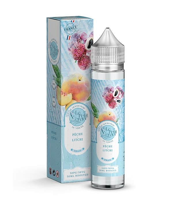 E-liquide pêche litchi 50ml le petit verger frais savourea